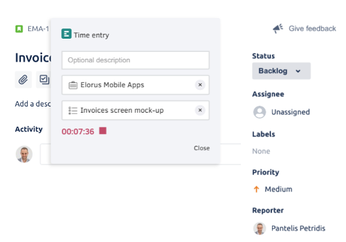 Elorus - Jira Time Tracking Integration