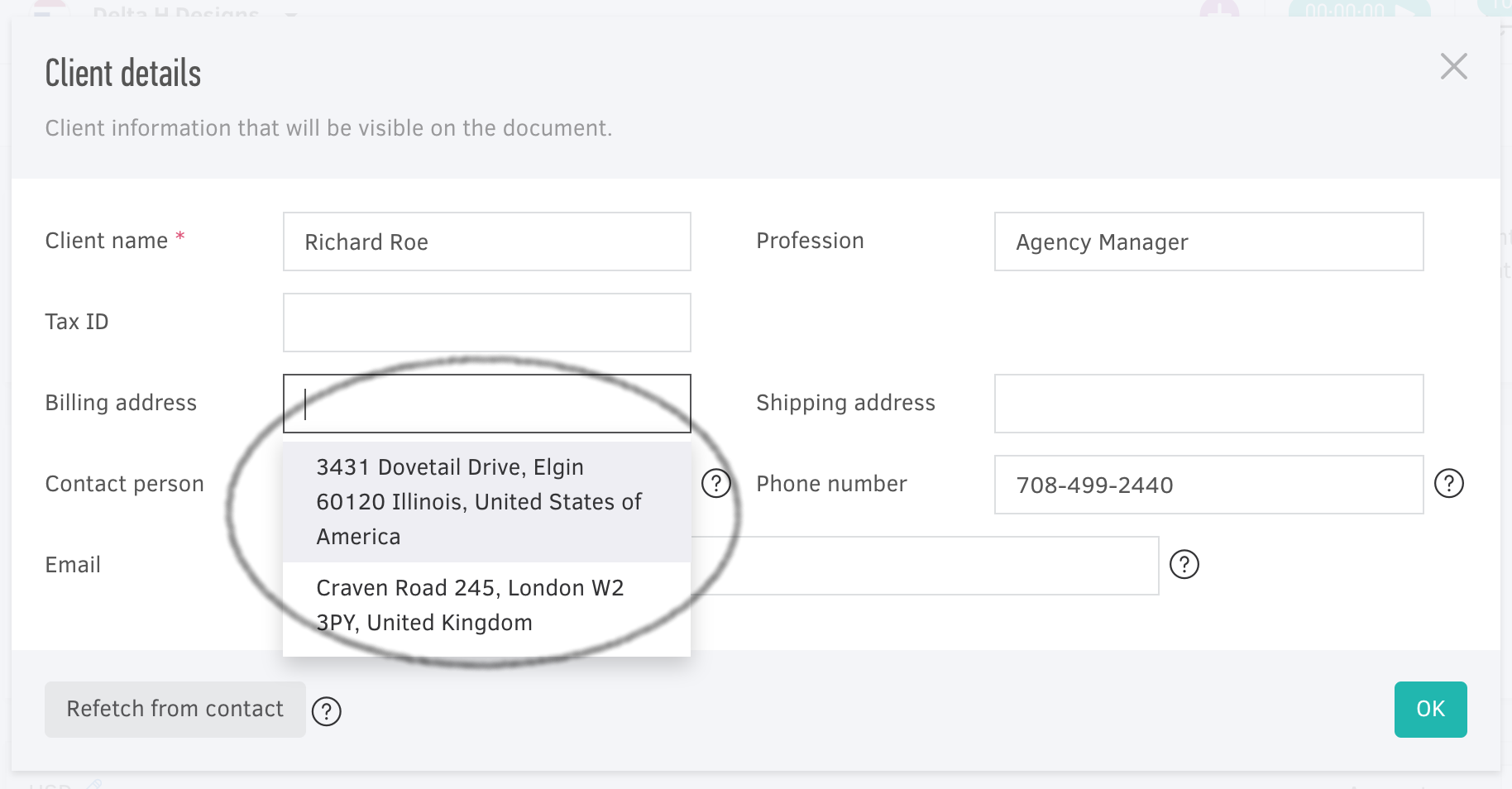 Easily set billing & shipping addresses