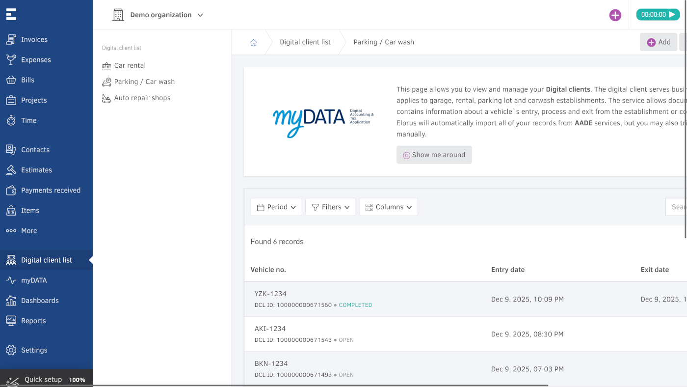 Digital Client List in Elorus