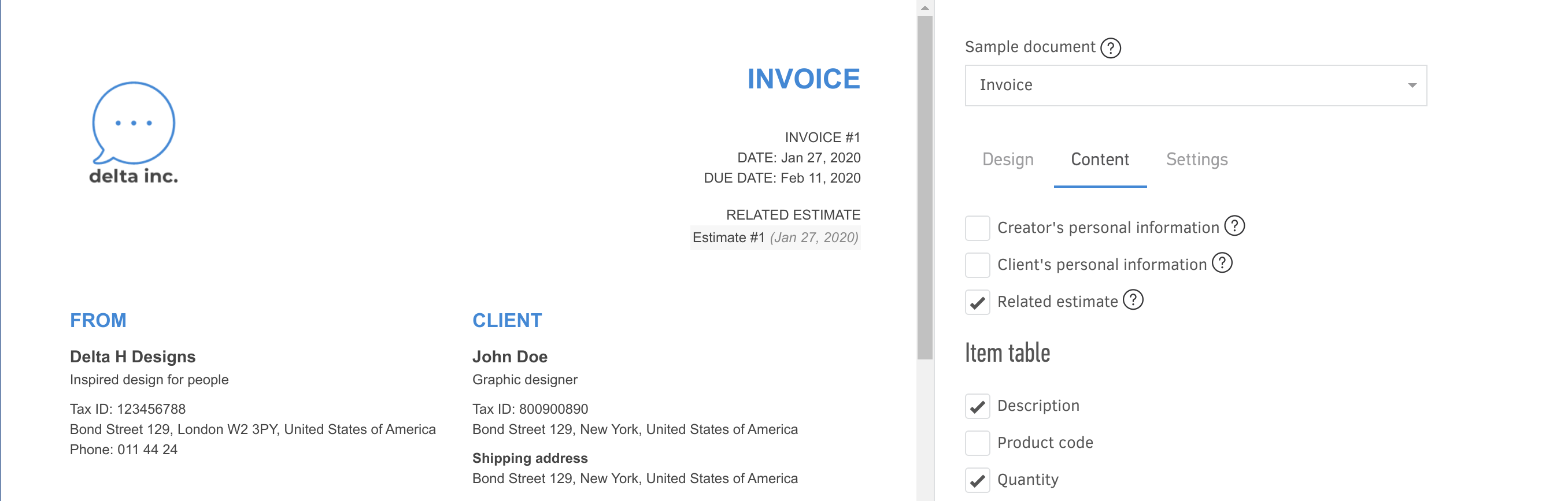Show related estimates on the invoice PDF