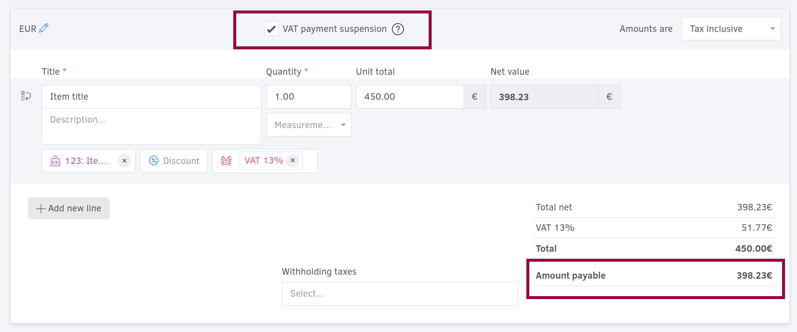 VAT payment suspension